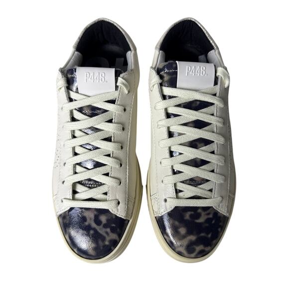 P448 Jack Turtle Sneakers Casual Womens EU37 M US 6.5-7 Leather Faux Fur Lace Up - Picture 3 of 14